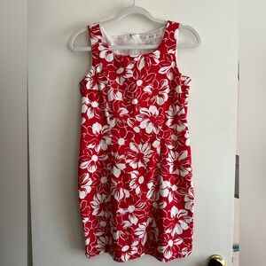 Petite Sophisticate Red and White Floral Dress